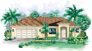 DSD Homes: Coronado 4/2 Rendering - Building new homes in Southwest Florida, South Florida, Lehigh Acres, Lee County, Collier County, Naples, Estero, Bonita Springs, Cape Coral, and Golden Gate Estates.