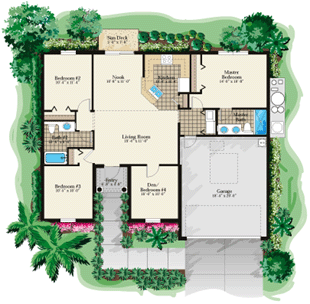 DSD Homes: Jade 3/2 plus Den Floor Plan - Building new homes in Southwest Florida, South Florida, Lehigh Acres, Lee County, Collier County, Naples, Estero, Bonita Springs, Cape Coral, and Golden Gate Estates.