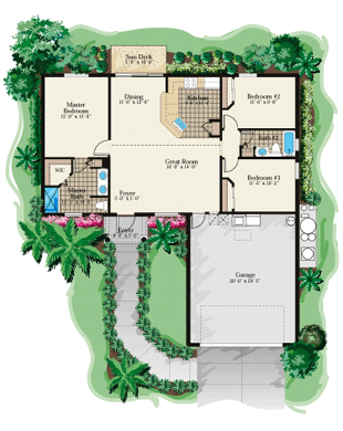 DSD Homes: Legacy 3/2 Floor Plan - Building new homes in Southwest Florida, South Florida, Lehigh Acres, Lee County, Collier County, Naples, Estero, Bonita Springs, Cape Coral, and Golden Gate Estates.